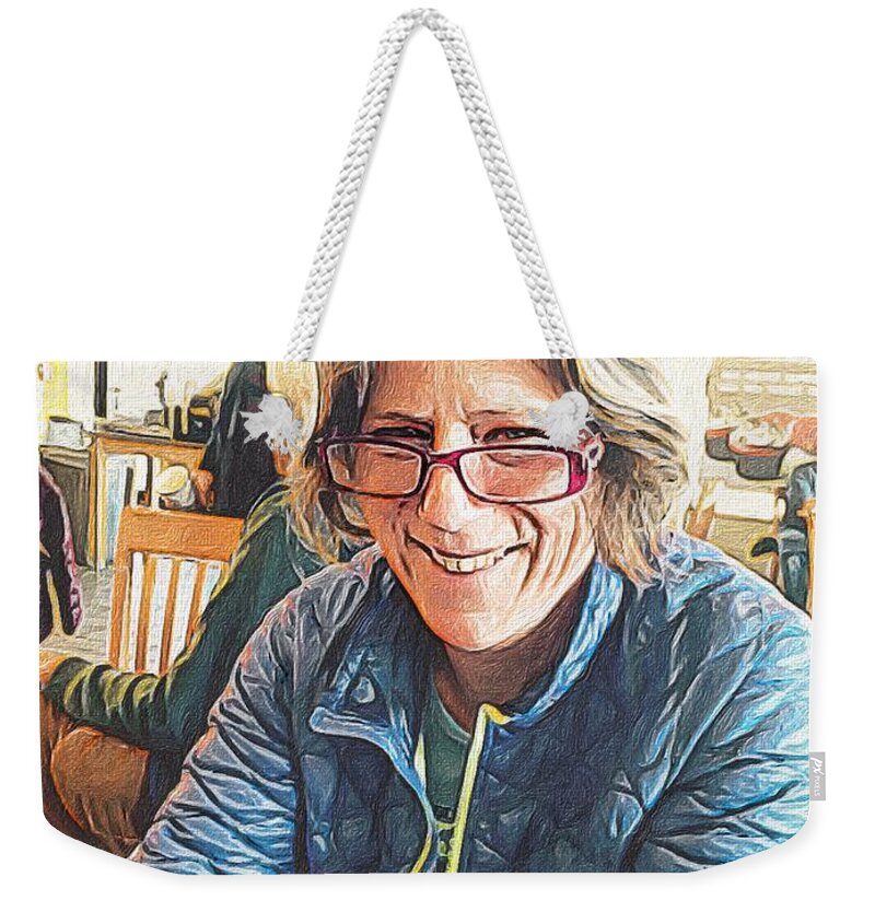 Photoshopped Image Weekender Tote Bag featuring the digital art The poetry librarian by Steve Glines