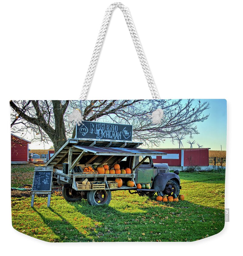 Truck Weekender Tote Bag featuring the photograph The Pumpkin Stand by Bonfire Photography