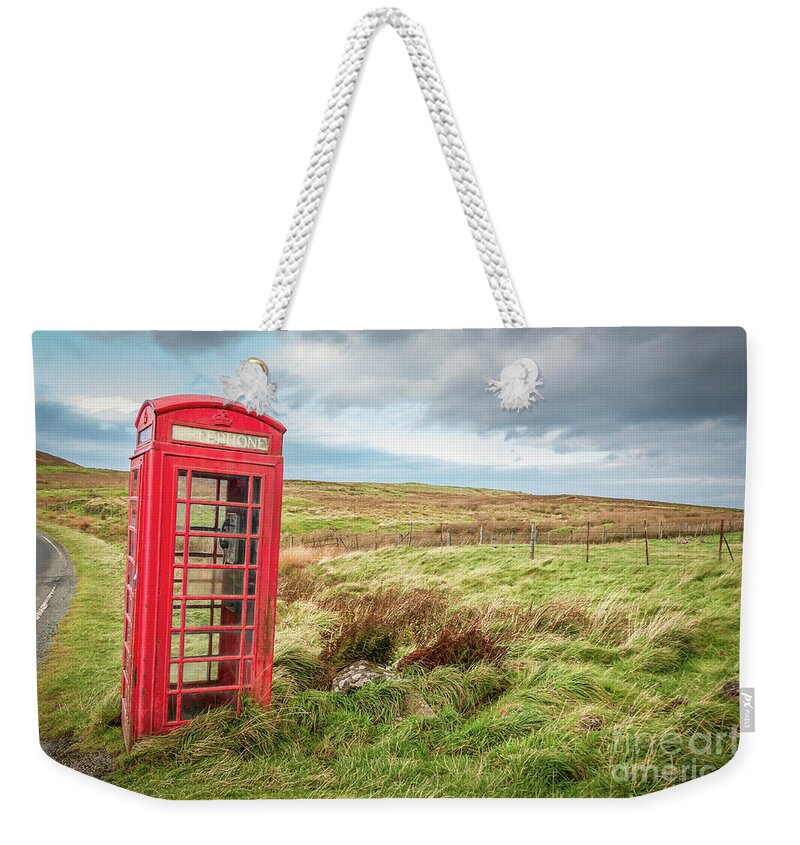 The Telephone On Skye Weekender Tote Bag featuring the photograph The Red Telephone Box on Skye by Elizabeth Dow