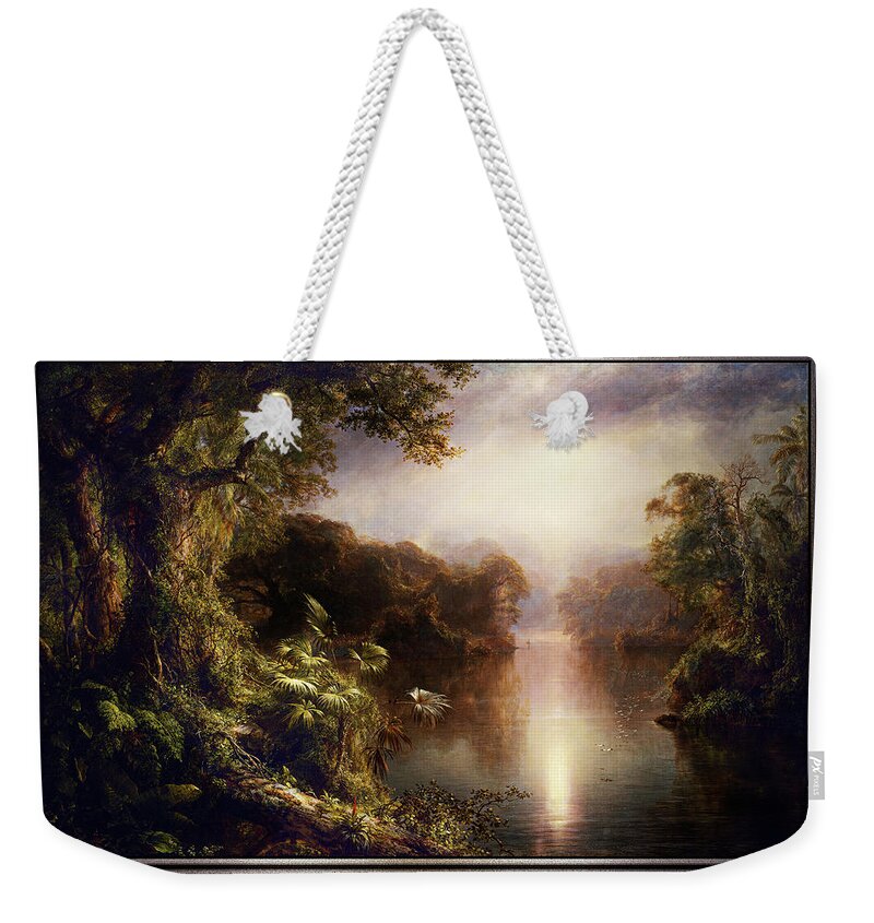 The River Of Light Weekender Tote Bag featuring the painting The River of Light by Frederic Edwin Church by Rolando Burbon