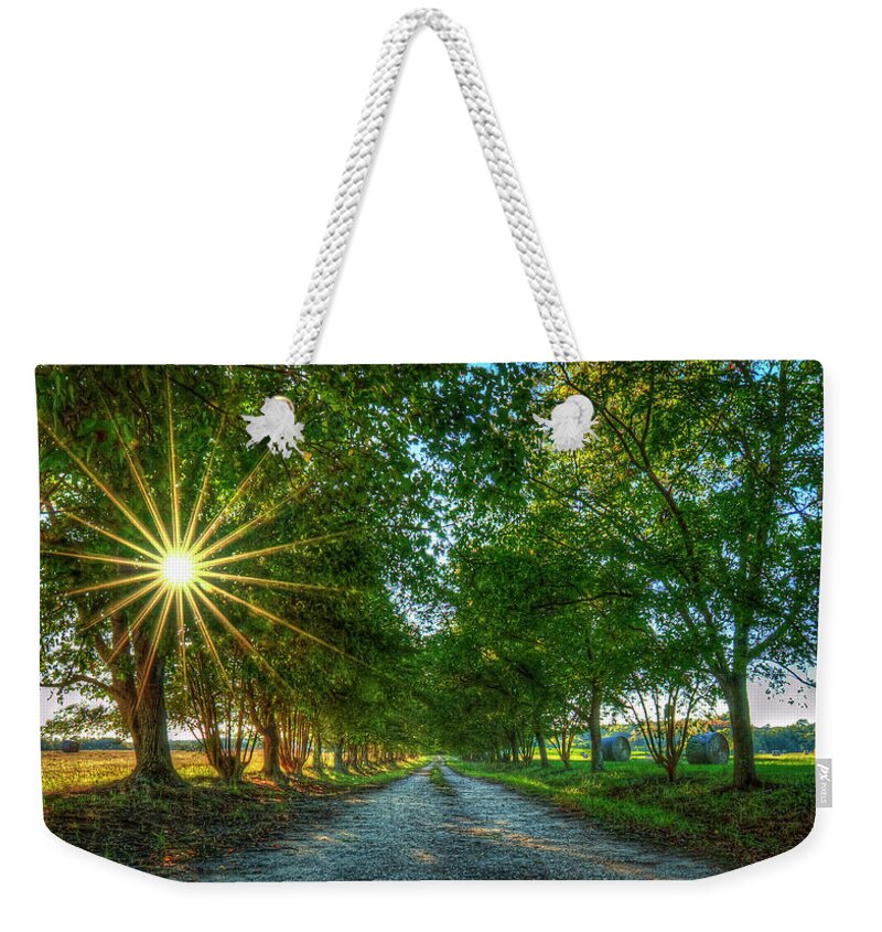Reid Callaway Sunset Landscape Weekender Tote Bag featuring the photograph The Road Home Sunset Landscape Agriculture Art by Reid Callaway