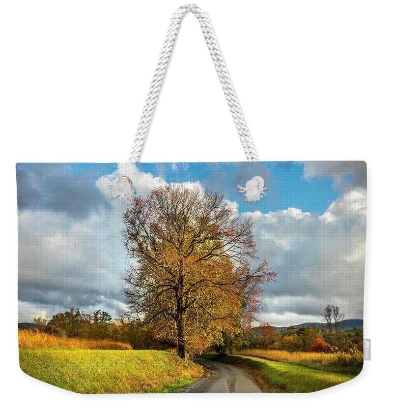 Appalachia Weekender Tote Bag featuring the photograph The Road to Autumn by Debra and Dave Vanderlaan
