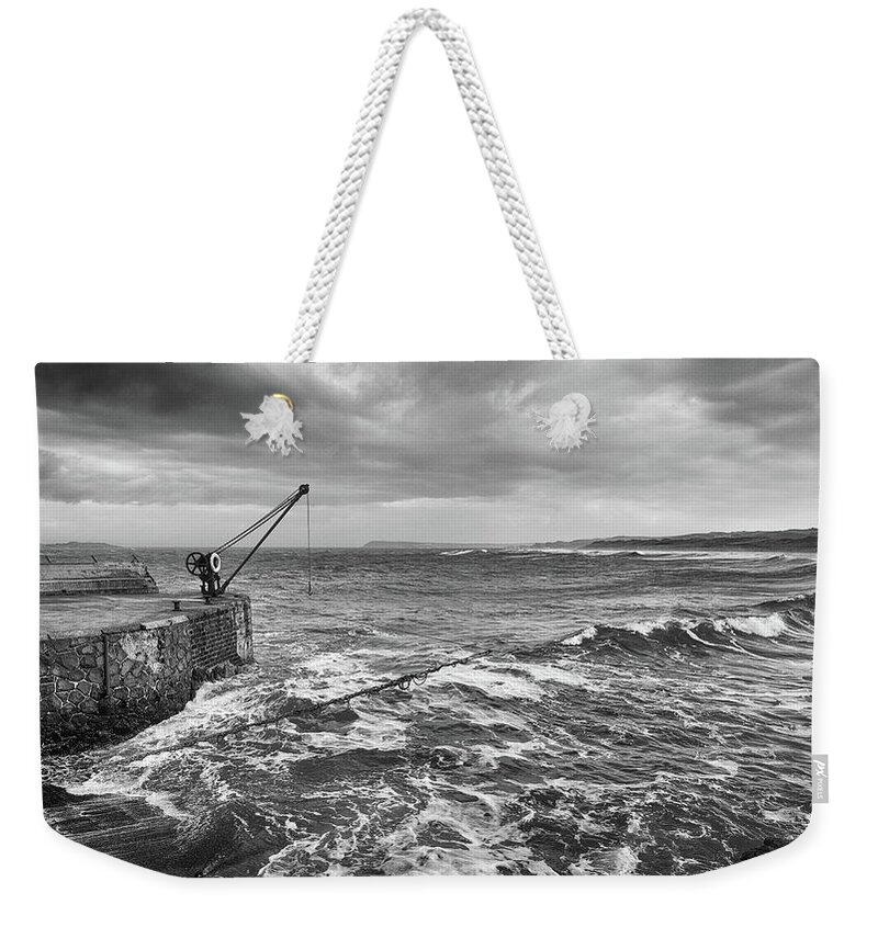 Salmon Weekender Tote Bag featuring the photograph The Salmon Fisheries, Portrush by Nigel R Bell