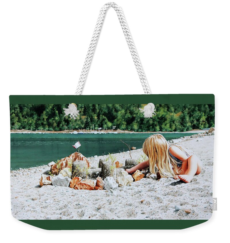 Sandcastle Weekender Tote Bag featuring the painting The Sand Castle by Dianna Ponting