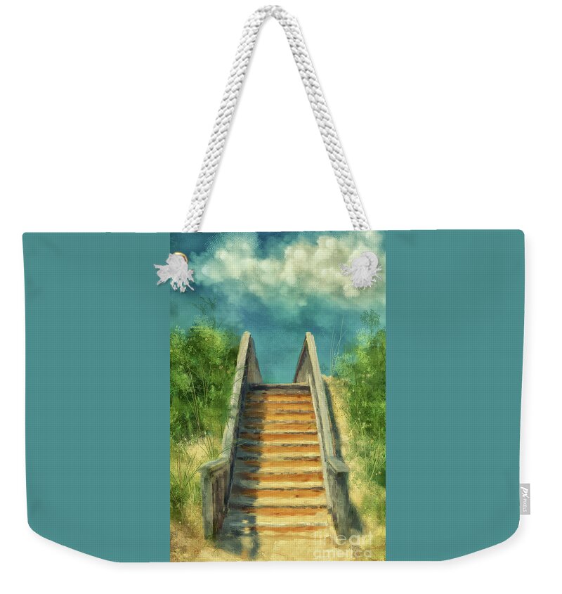 Outer Banks Weekender Tote Bag featuring the digital art The Sandy Steps Over The Dunes by Lois Bryan