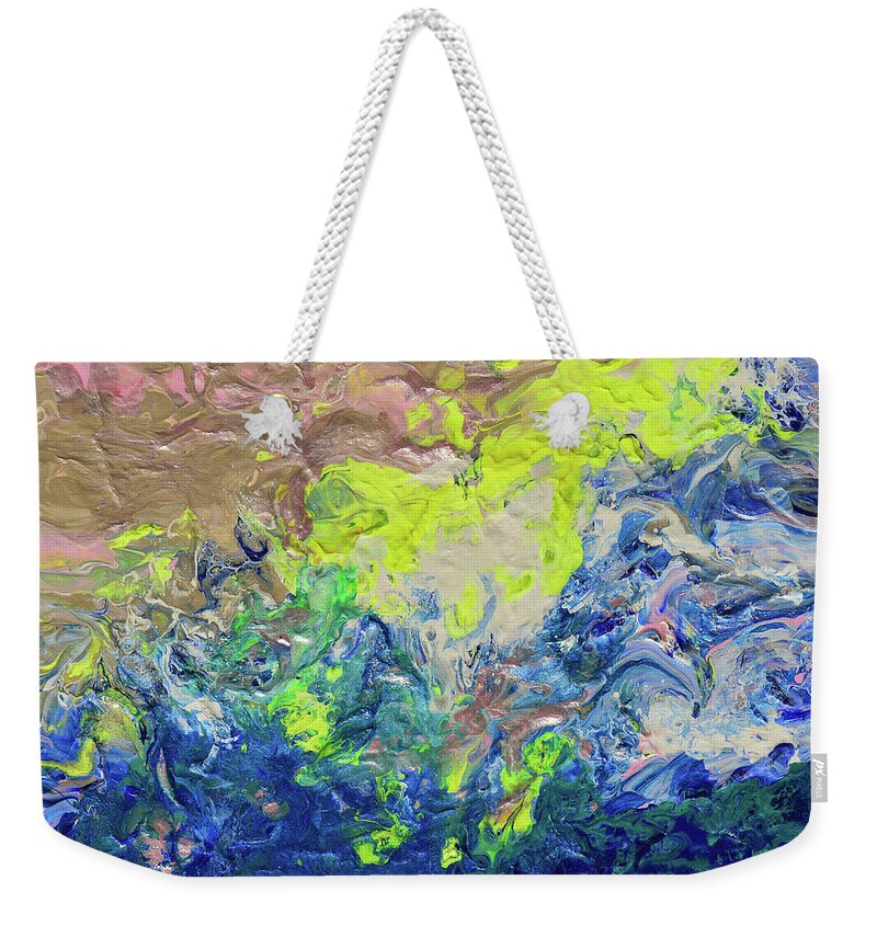 Ocean Abstract Weekender Tote Bag featuring the painting The Sea Once Tranquil by Donna Blackhall