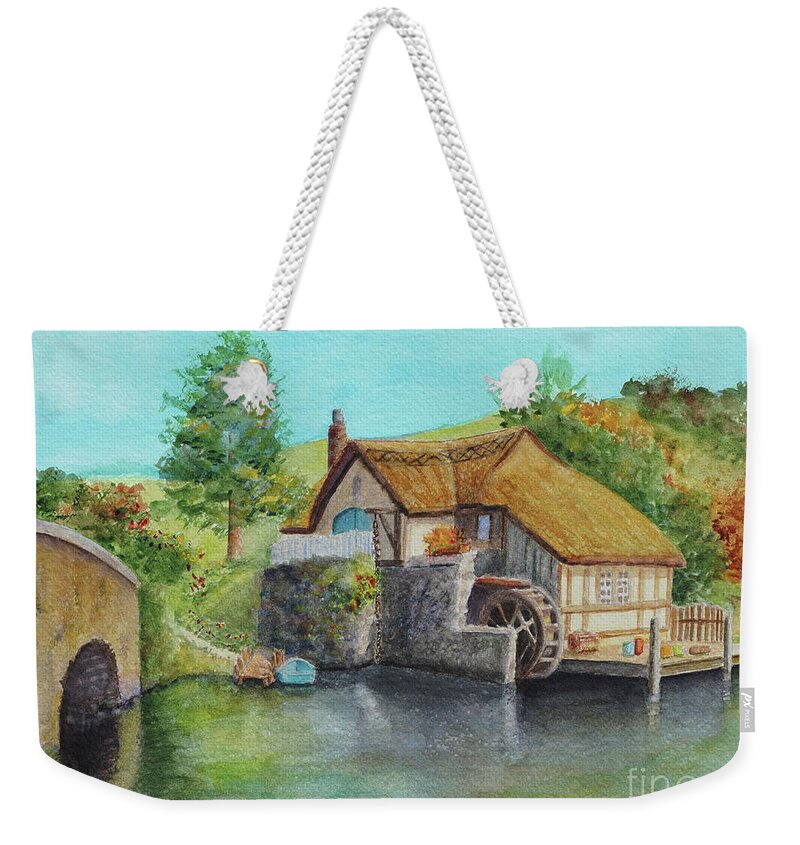 New Zealand Weekender Tote Bag featuring the painting The Shire by Karen Fleschler