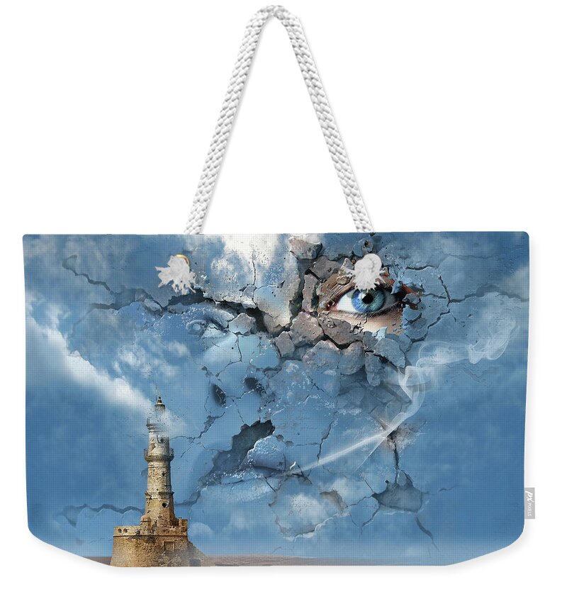 Woman Weekender Tote Bag featuring the digital art The Sky is the Limit or False Illusions and Imagination Duplicity by George Grie