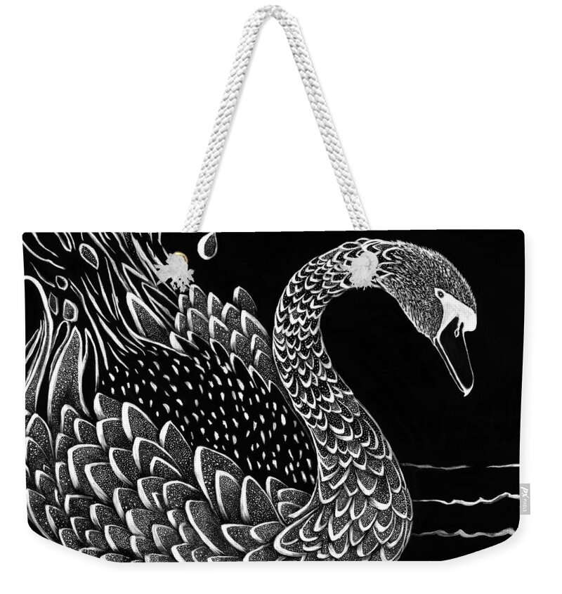 Swan Weekender Tote Bag featuring the painting The Speckler by Yom Tov Blumenthal