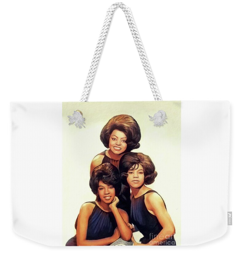 Supremes Weekender Tote Bag featuring the painting The Supremes, Music Legends by Esoterica Art Agency