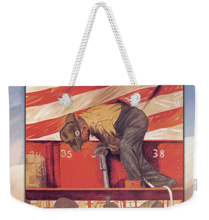 Union Weekender Tote Bag featuring the painting The Union Worker by Wilbur Pierce