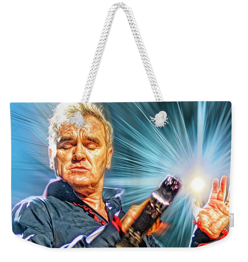 Morrissey Weekender Tote Bag featuring the mixed media There Is A Light That Never Goes Out by Mal Bray