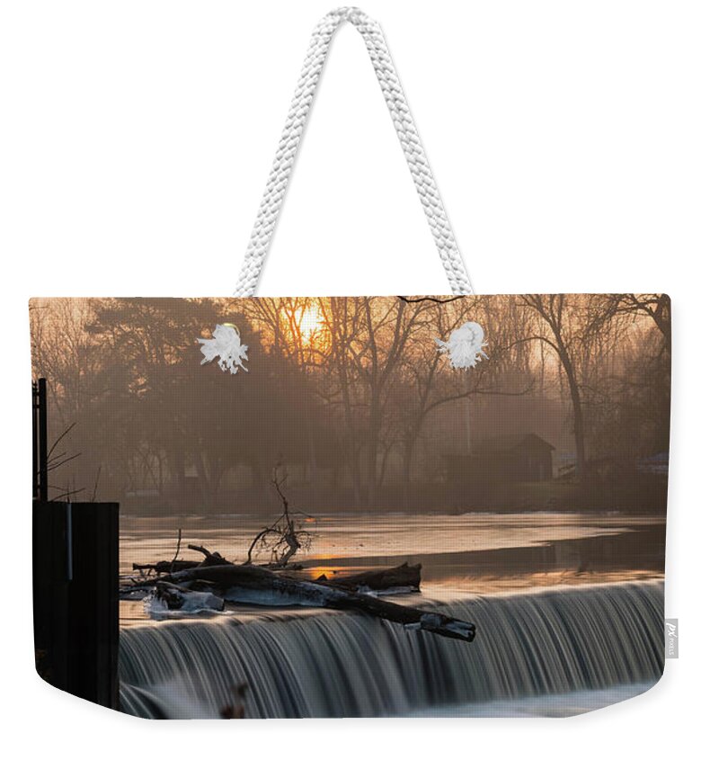 Thiensville Weekender Tote Bag featuring the photograph Thiensville Dam in December by James Meyer