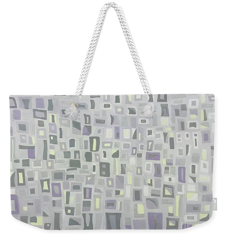 Abstract Geometric Weekender Tote Bag featuring the painting Thoughts purple by Hila Abada
