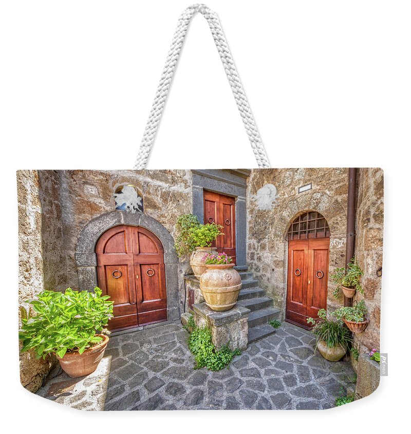 Tuscany Weekender Tote Bag featuring the photograph Three Doors of Tuscany by David Letts