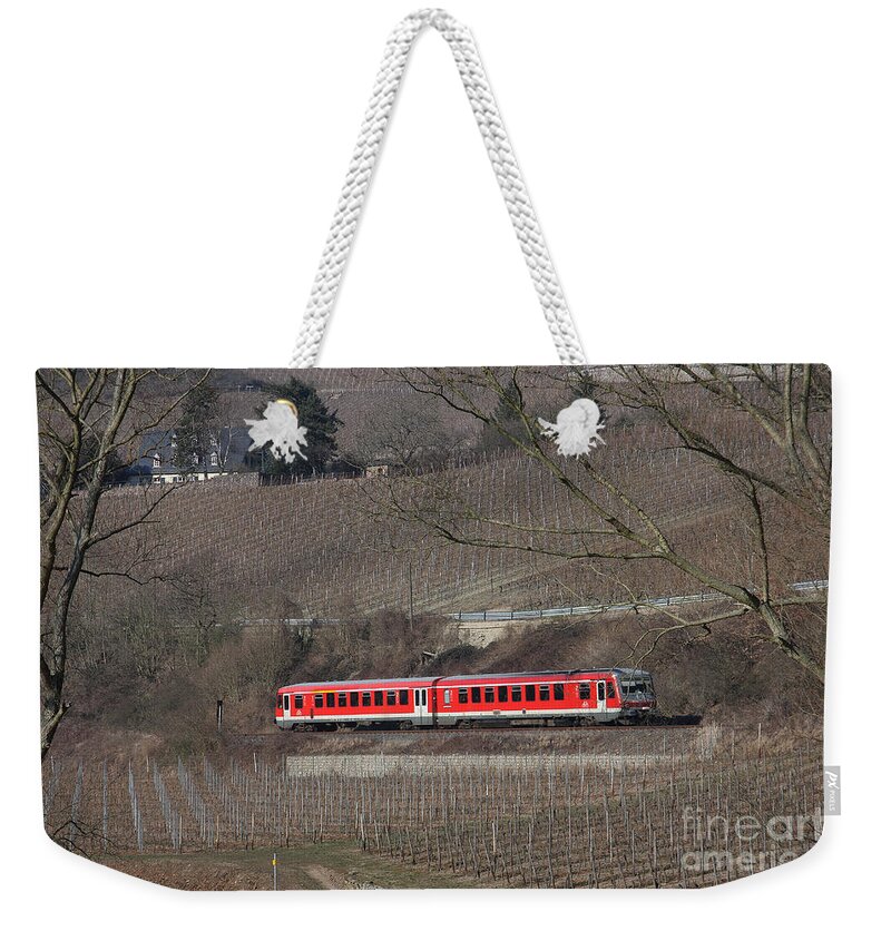 Deutsche Bahn Weekender Tote Bag featuring the photograph Through Winter Vineyards by Steve Ember