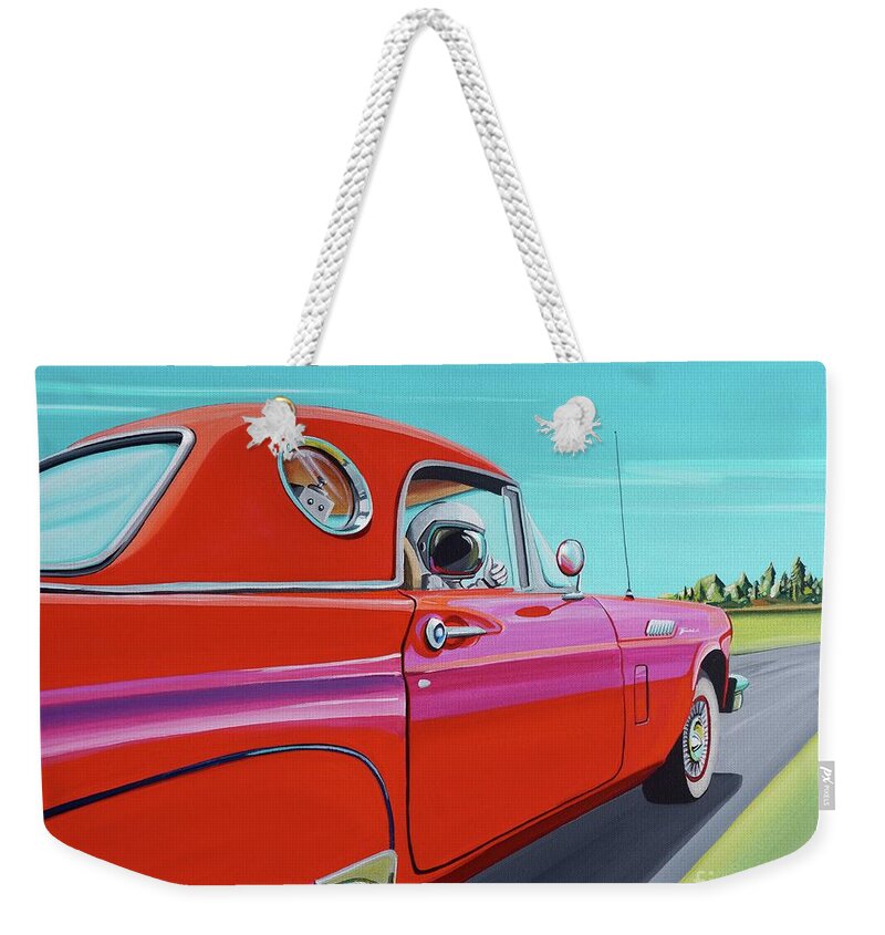 Car Weekender Tote Bag featuring the painting Thunderbird by Cindy Thornton