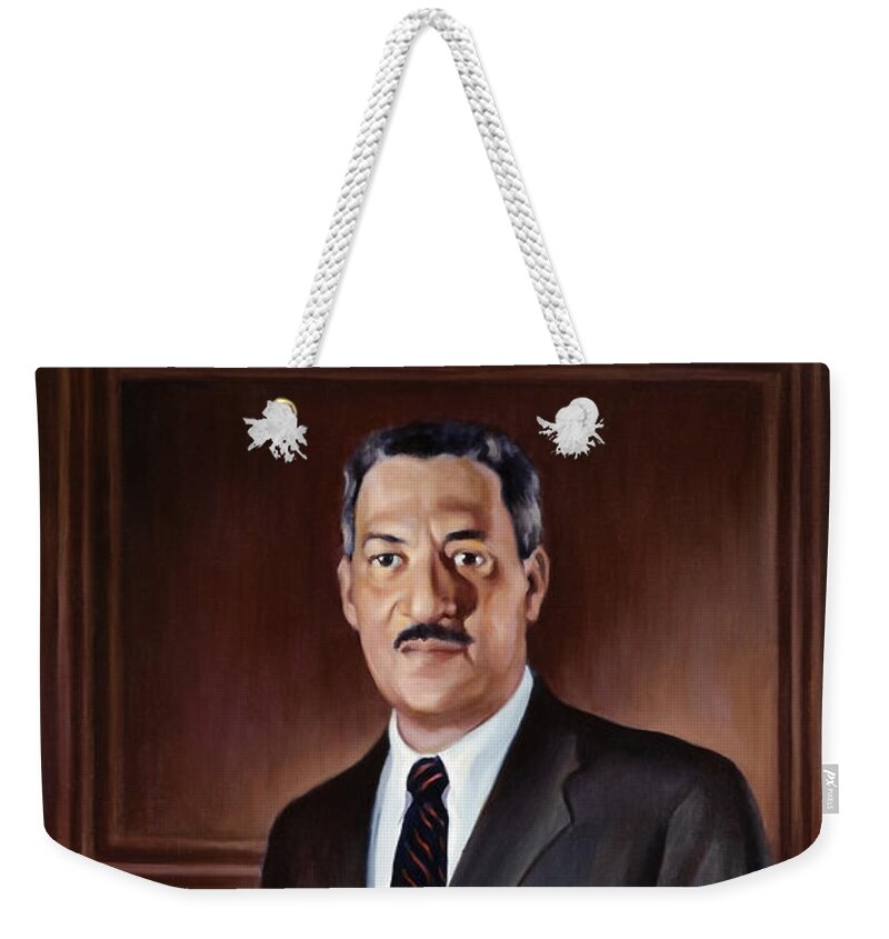 Thurgood Marshall Weekender Tote Bag featuring the painting Thurgood Marshall Painting - Betsy Graves Reyneau by War Is Hell Store