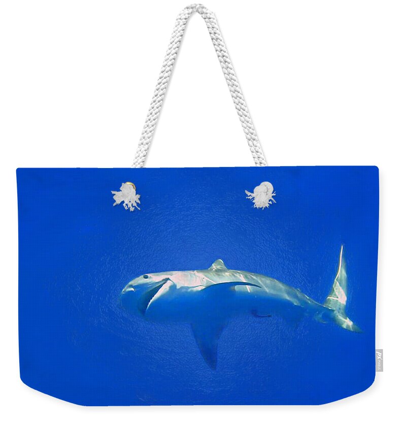 Tiger Shark Weekender Tote Bag featuring the photograph Tiger by Climate Change VI - Sales