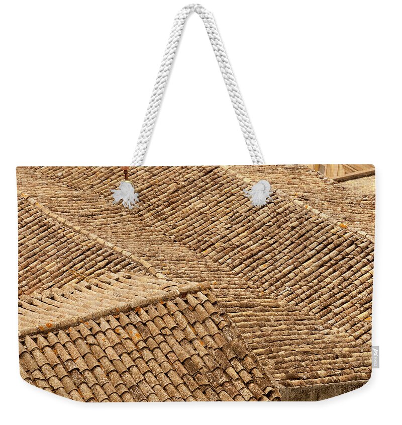Sicily Weekender Tote Bag featuring the photograph Tiled Rooftop Patterns In Sicily by Stuart Mccall