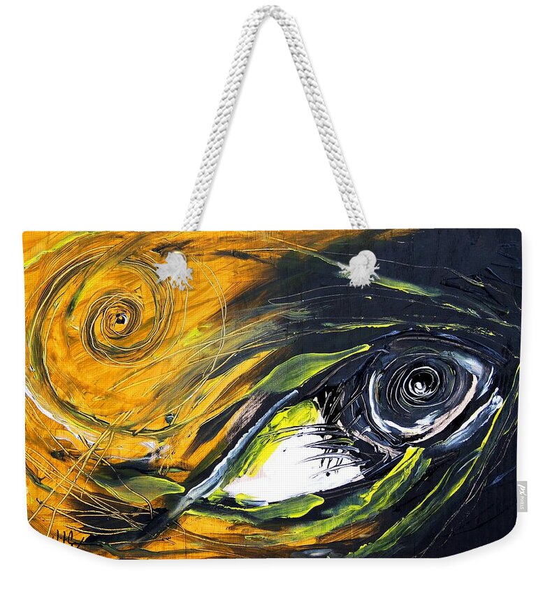 Fish Weekender Tote Bag featuring the painting Tiny Fish, Big by J Vincent Scarpace