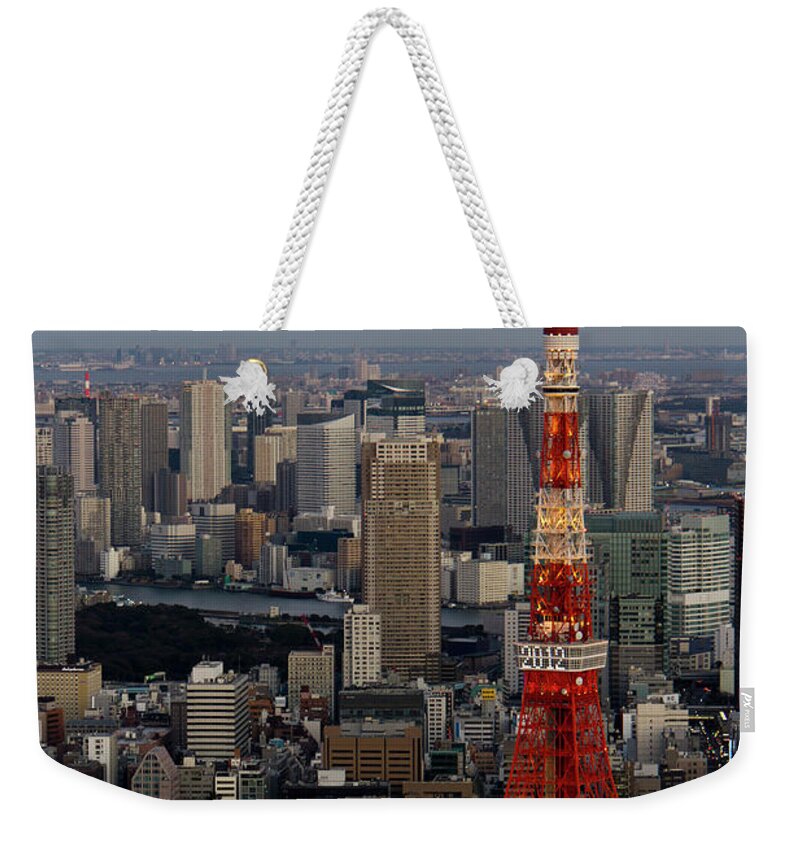 Tokyo Tower Weekender Tote Bag featuring the photograph Tokyo Tower At Dusk by Lluís Vinagre - World Photography
