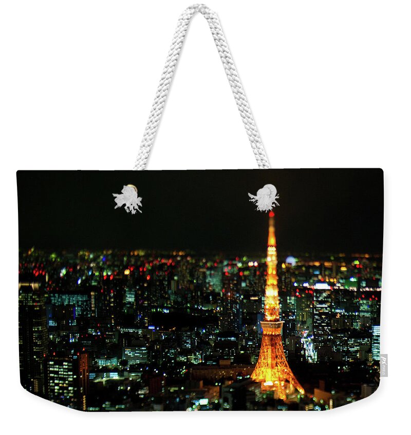 Tokyo Tower Weekender Tote Bag featuring the photograph Tokyo Tower At Night by Ko Fujimura
