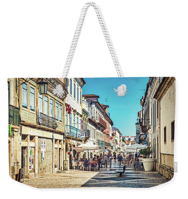 Portugal Weekender Tote Bag featuring the photograph Tomar Portugal Street Scene by Stuart Litoff
