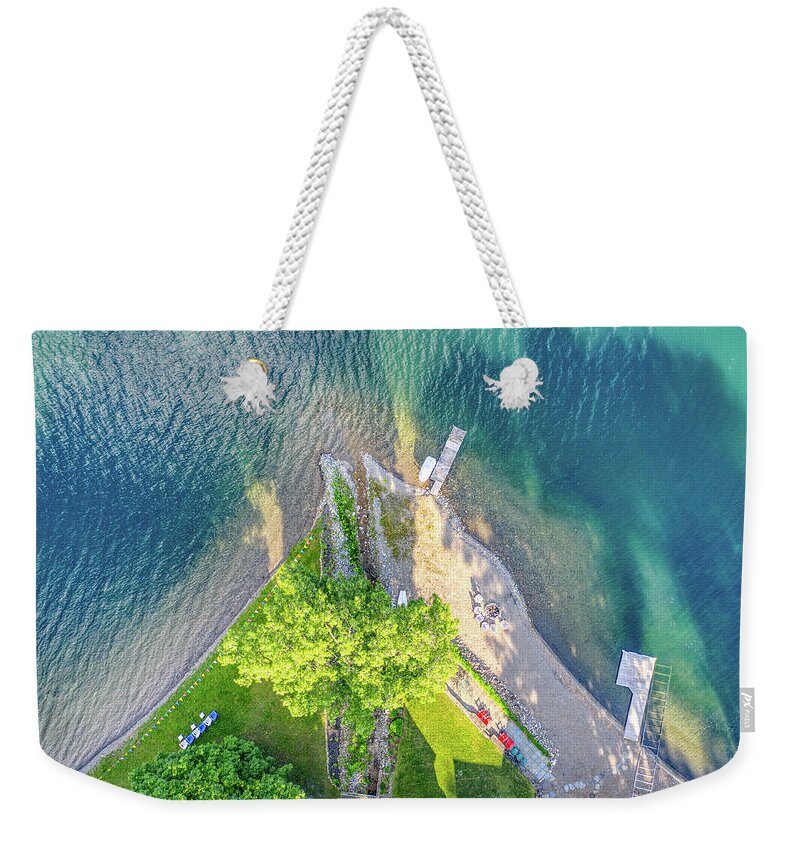 Finger Lakes Weekender Tote Bag featuring the photograph Top Down Keuka Lake 2019 by Anthony Giammarino