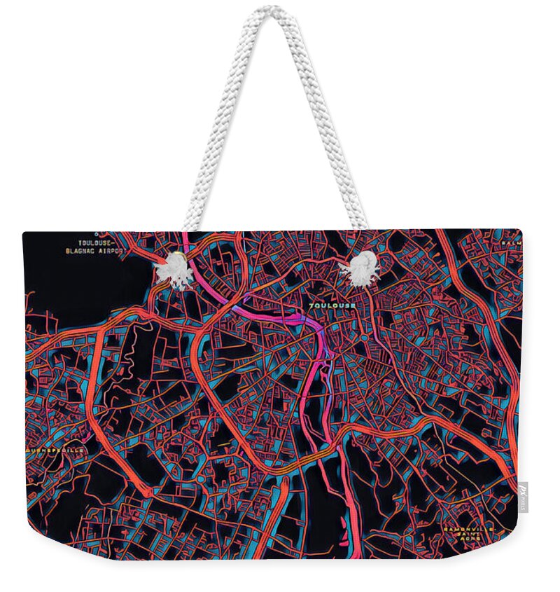 Toulouse Weekender Tote Bag featuring the digital art Toulouse City Map by HELGE Art Gallery