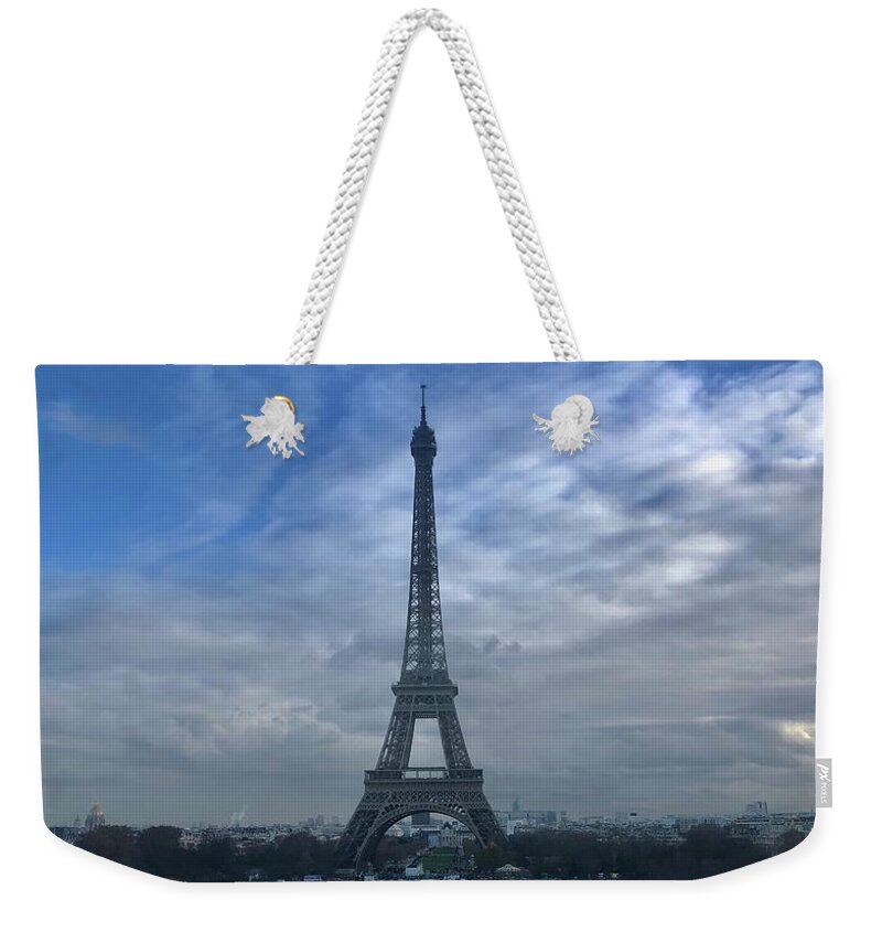 Paris Weekender Tote Bag featuring the mixed media Tour Eiffel by Lauren Serene