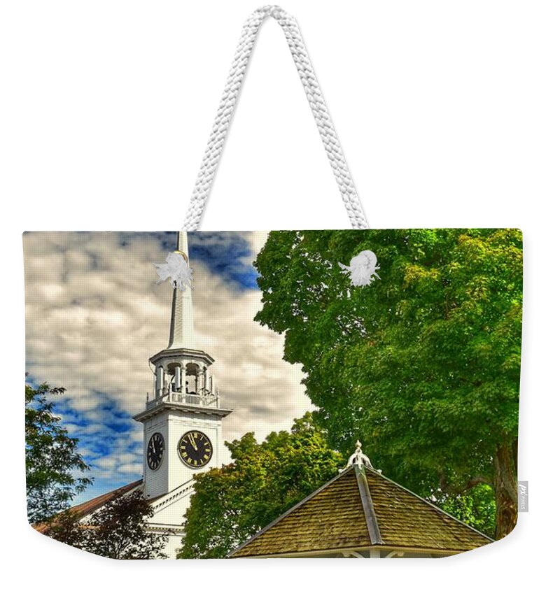 Landscape Weekender Tote Bag featuring the photograph Town Center of Shrewsbury, Massachusetts by Monika Salvan