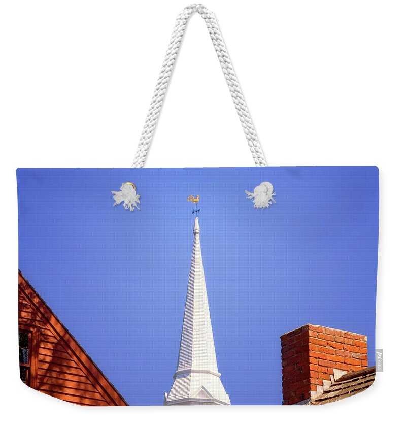 Clear Sky Weekender Tote Bag featuring the photograph Traditional Church Steeple by Joseph Devenney