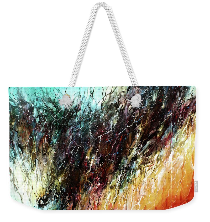 Abstract Weekender Tote Bag featuring the painting Transition by Michael Lang