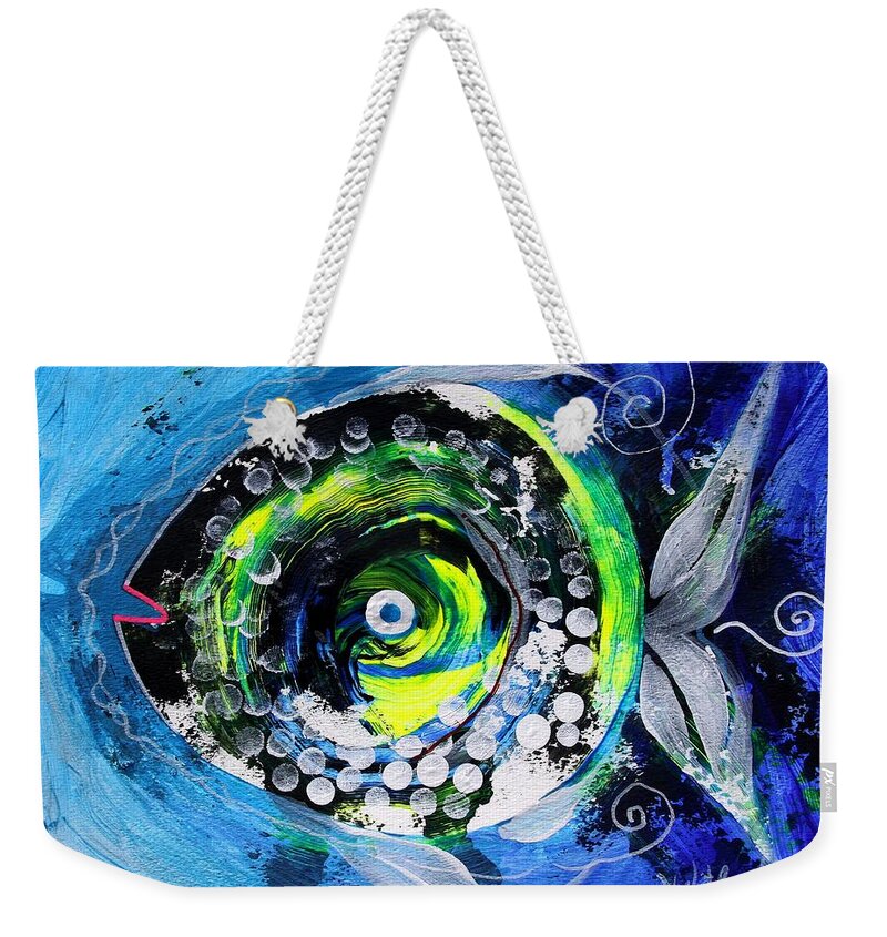 Fish Weekender Tote Bag featuring the painting Transsexual Echo Fish by J Vincent Scarpace