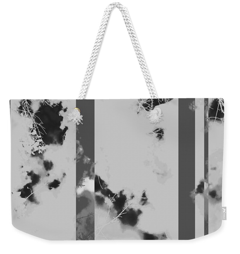 Monochrome Weekender Tote Bag featuring the photograph Monochrome Tree Clouds Stripes by Itsonlythemoon