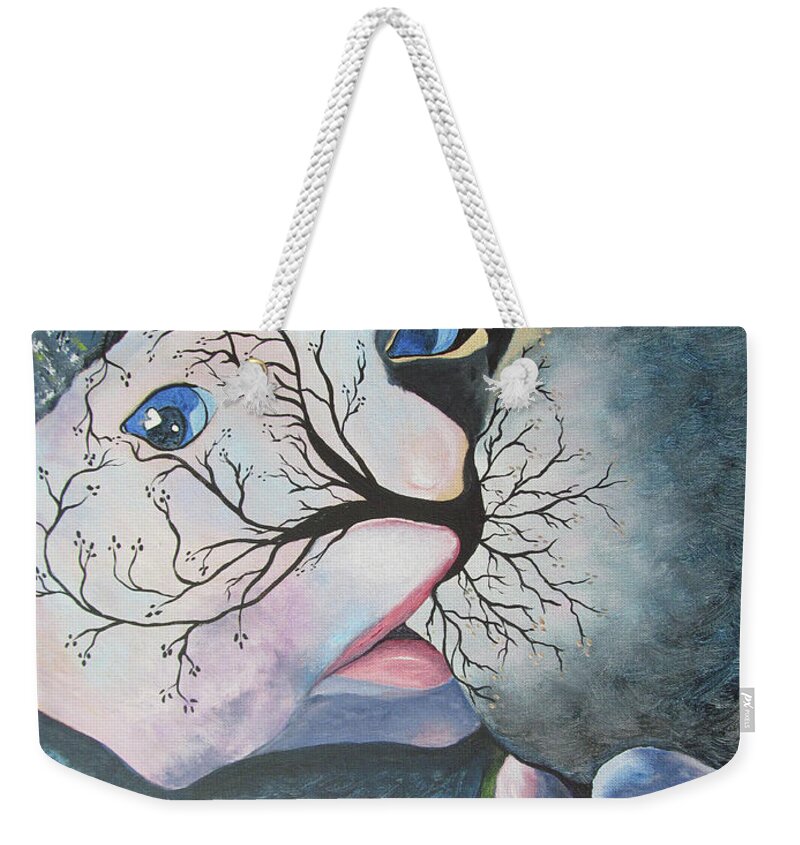 Abstract Weekender Tote Bag featuring the painting Tree of Life by Gloria E Barreto-Rodriguez