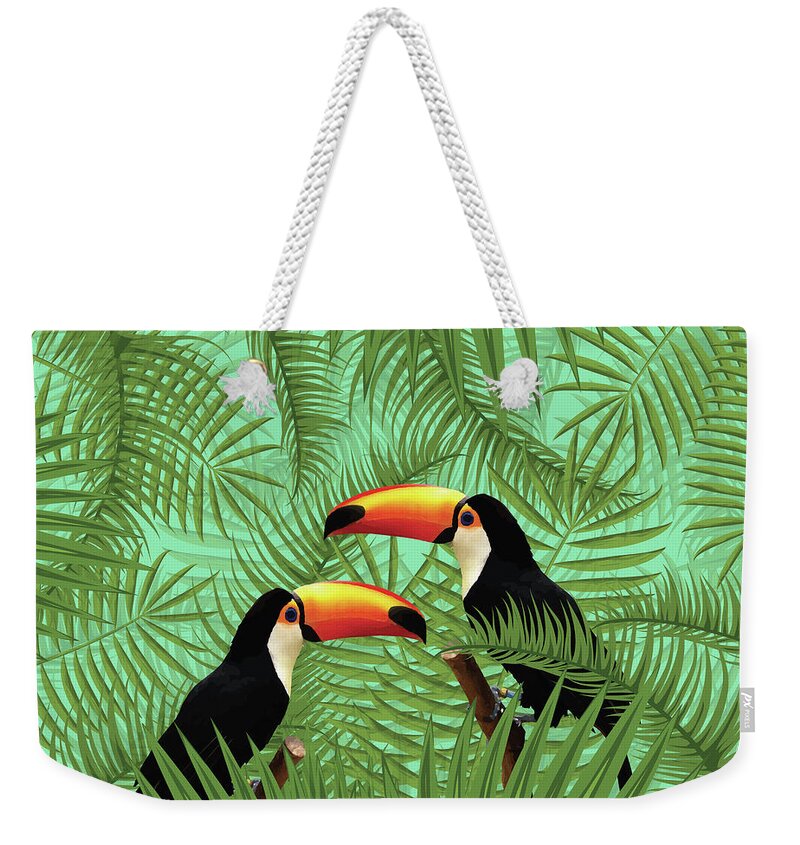 Tropical Toucan Double Side Print Black Tote Bag Purse Handbag for Women Girls