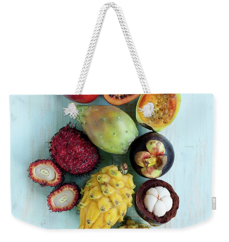 Raw Food Diet Weekender Tote Bag featuring the photograph Tropical Fruits by Tinafields