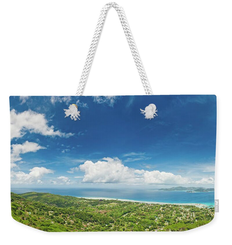 Tropical Rainforest Weekender Tote Bag featuring the photograph Tropical Island Blue Ocean Idyllic by Fotovoyager
