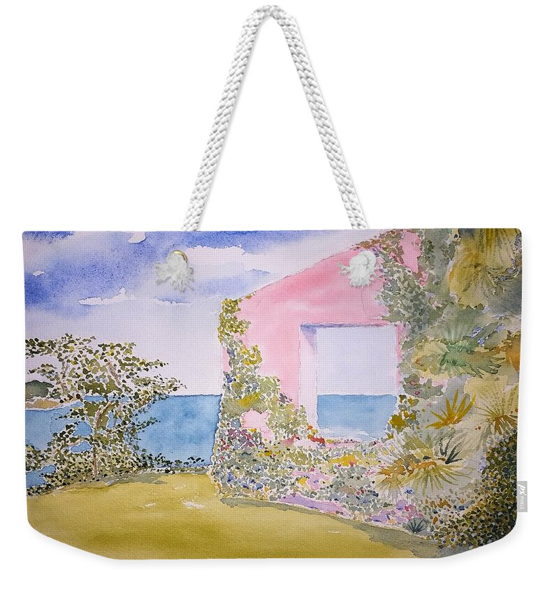 Watercolor Weekender Tote Bag featuring the painting Tropical Lore by John Klobucher