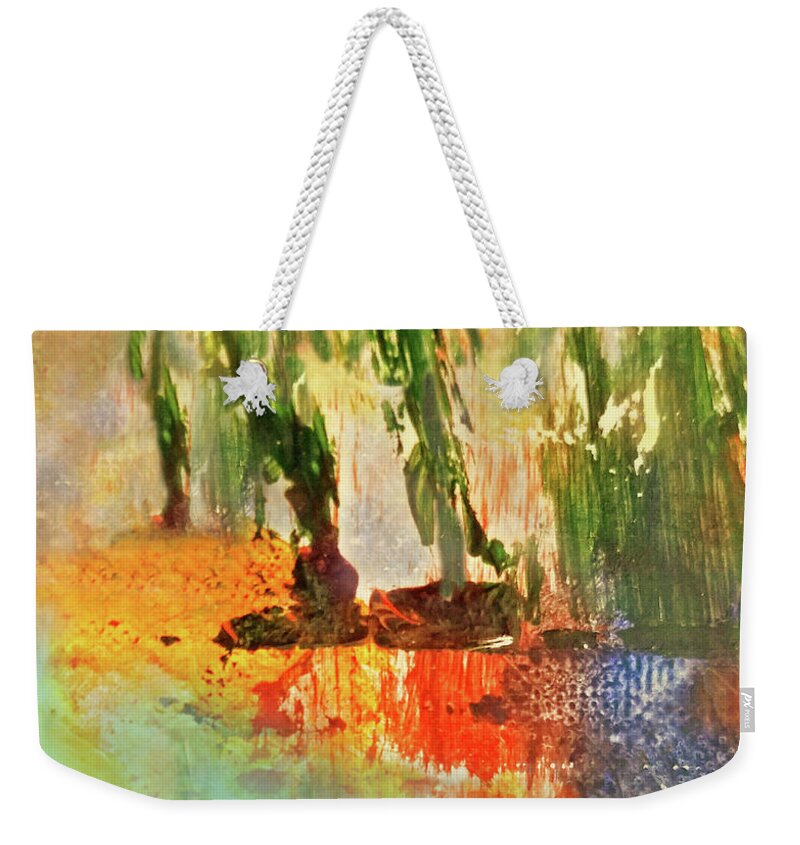 Abstract Weekender Tote Bag featuring the mixed media Tropical Paradise 300 by Sharon Williams Eng