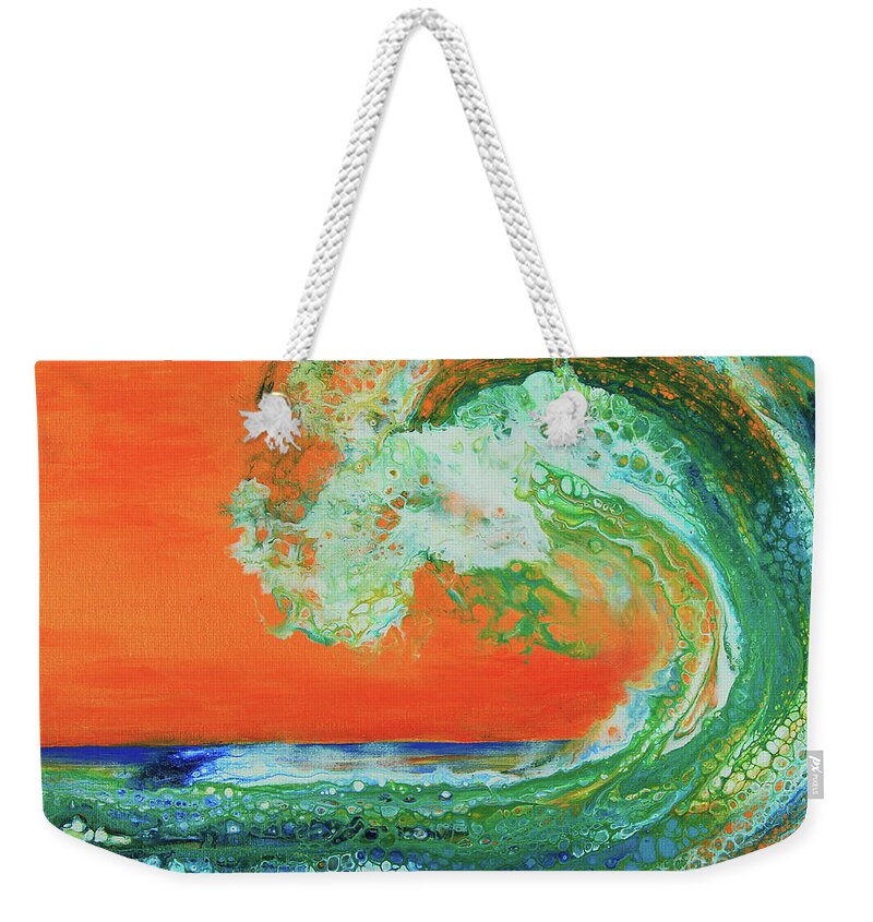 Seascape Weekender Tote Bag featuring the painting Tropical Wave by Jeanette French