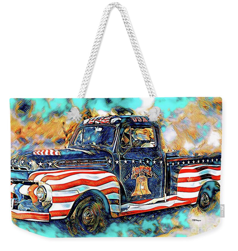 Trucks Weekender Tote Bag featuring the mixed media Trucking USA 2 by DB Hayes
