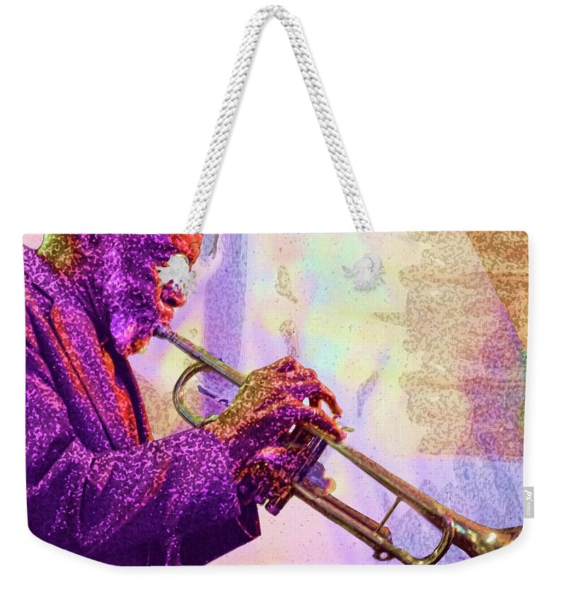Trumpet Weekender Tote Bag featuring the photograph Trumpet Player by Jessica Levant