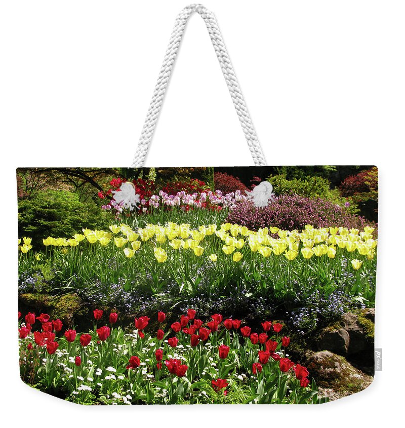 Tulip Gardens Weekender Tote Bag featuring the photograph Tulip Gardens by Terri Brewster