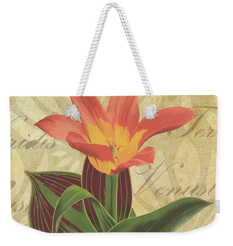 Tulip Weekender Tote Bag featuring the painting Tulipa Kaufmanniana Autumn by Nikita Coulombe
