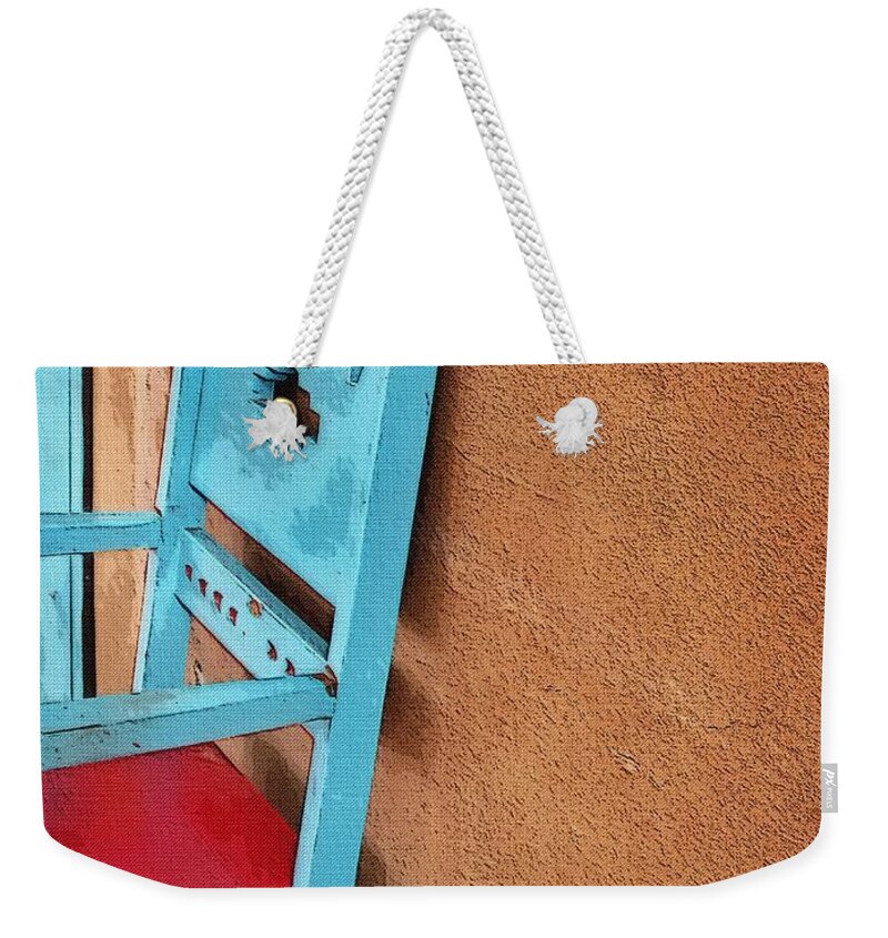Terra Cotta Weekender Tote Bag featuring the digital art Turquoise Throne by Diana Rajala