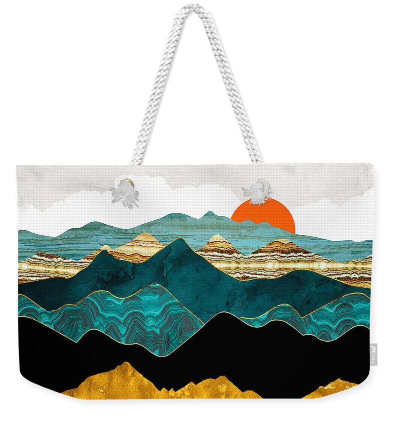 Digital Weekender Tote Bag featuring the digital art Turquoise Vista by Spacefrog Designs