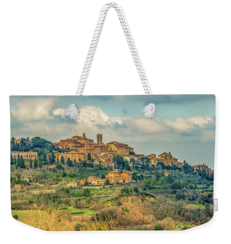 Montepulciano Weekender Tote Bag featuring the photograph Tuscan Hill Town by Marcy Wielfaert